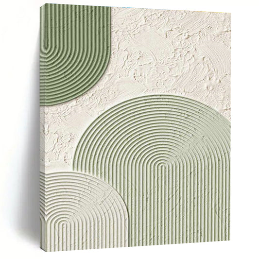 Green and White Textured Arches Art for Modern Wellness Center & Minimalist Living Room DLZ2188