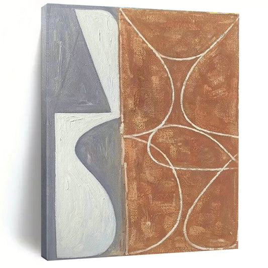 Brown - Gray Line Abstract Art for Mid - Century Home & Design Studio DLZ1145