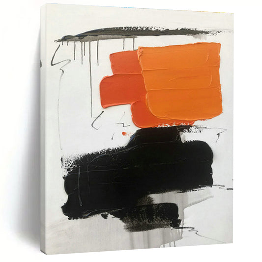 Orange - Black Abstract Art for Modern Art Museum & Edgy Fashion Boutique DLZ0799