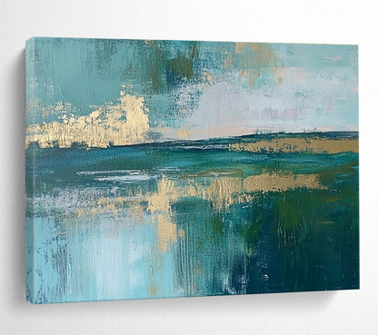 Teal Coastal Abstract Art for Beach - Themed Boutique Hotel Room & Artistic Coastal Café SC115
