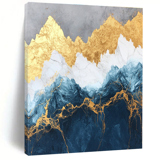 Blue - Gold Mountain Waves Art for Architect’s Conference Room & Upscale Lounge STSC123