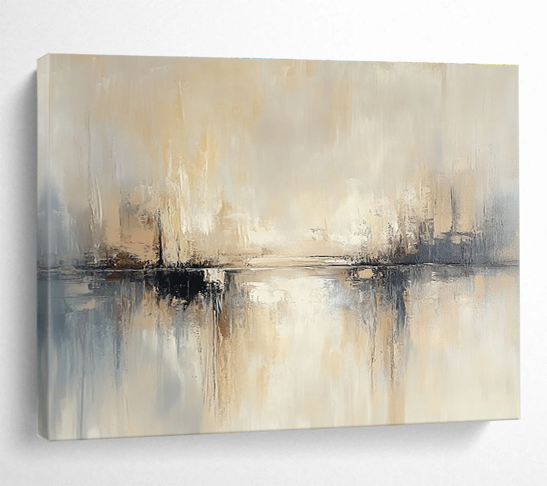 Neutral Toned Abstract Landscape Art for Industrial - Chic Loft & Minimalist Living Room SC227