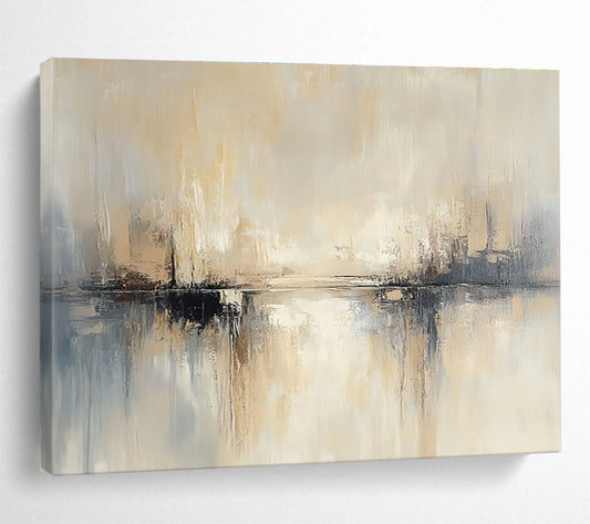 Neutral Toned Abstract Landscape Art for Industrial - Chic Loft & Minimalist Living Room SC227
