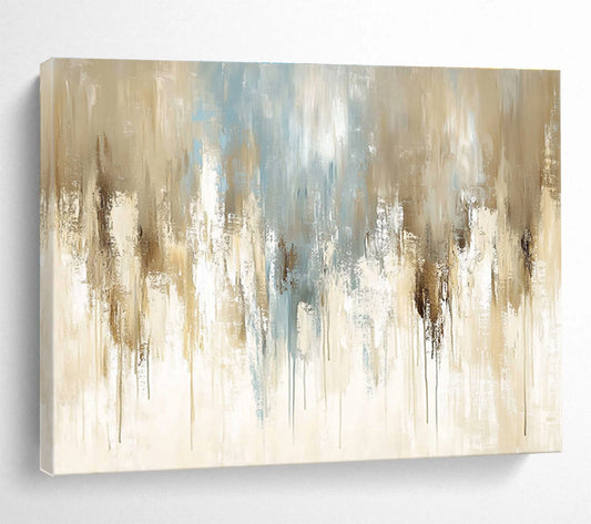 Beige - Blue Abstract Drip Art for Modern Living Room & Art - Inspired Office SC009