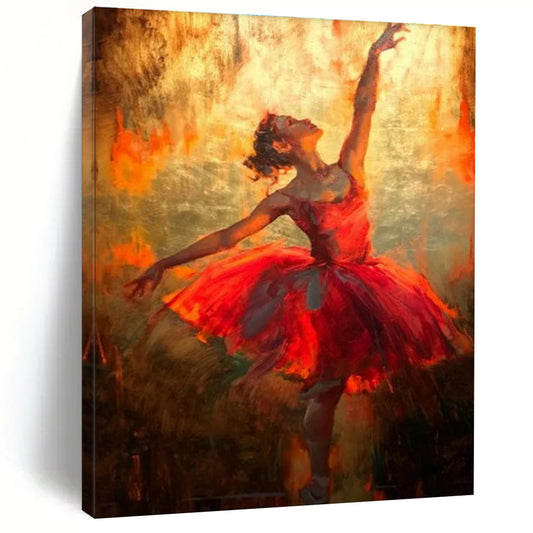 Ethereal Red Ballerina Art for Ballet School & Luxury Living Room DLZ2339