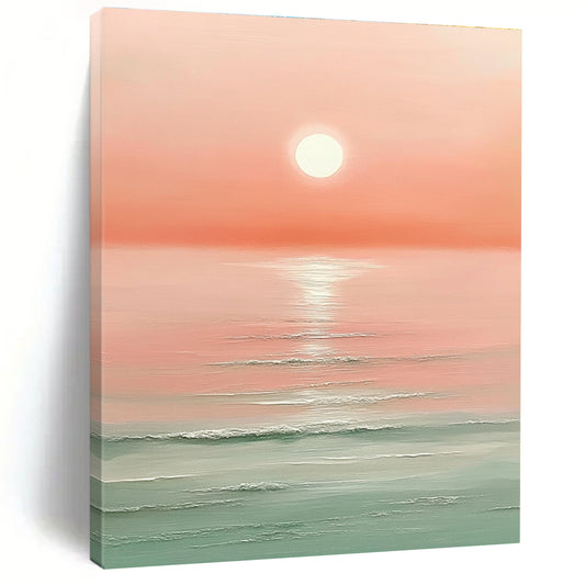 Pink Sunset Sea  Art for Romantic Beach House & Serene Home Bedroom STSC1424