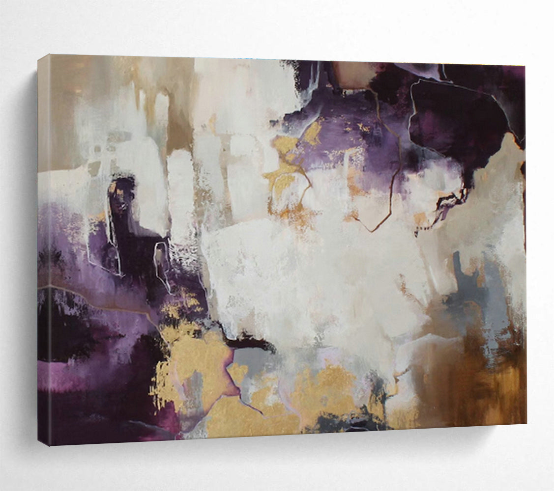 Purple - Gold Abstract Art for Upscale Boutique Bedrooms DLZ2515