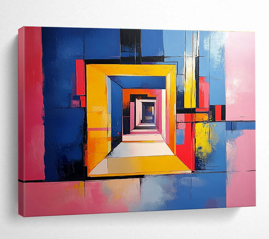 Colorful Geometric Tunnel Abstract Art for Contemporary Gallery & Bold Home Entrance SC337