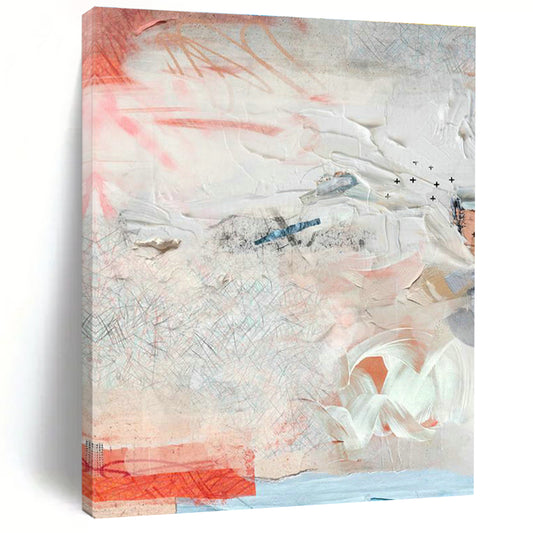 Pink - White Abstract Art for Minimalist Home Entryways DLZ0157