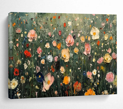 Colorful Flower Field Oil Painting for Countryside Café Outdoor Seating Areas DLZ3193