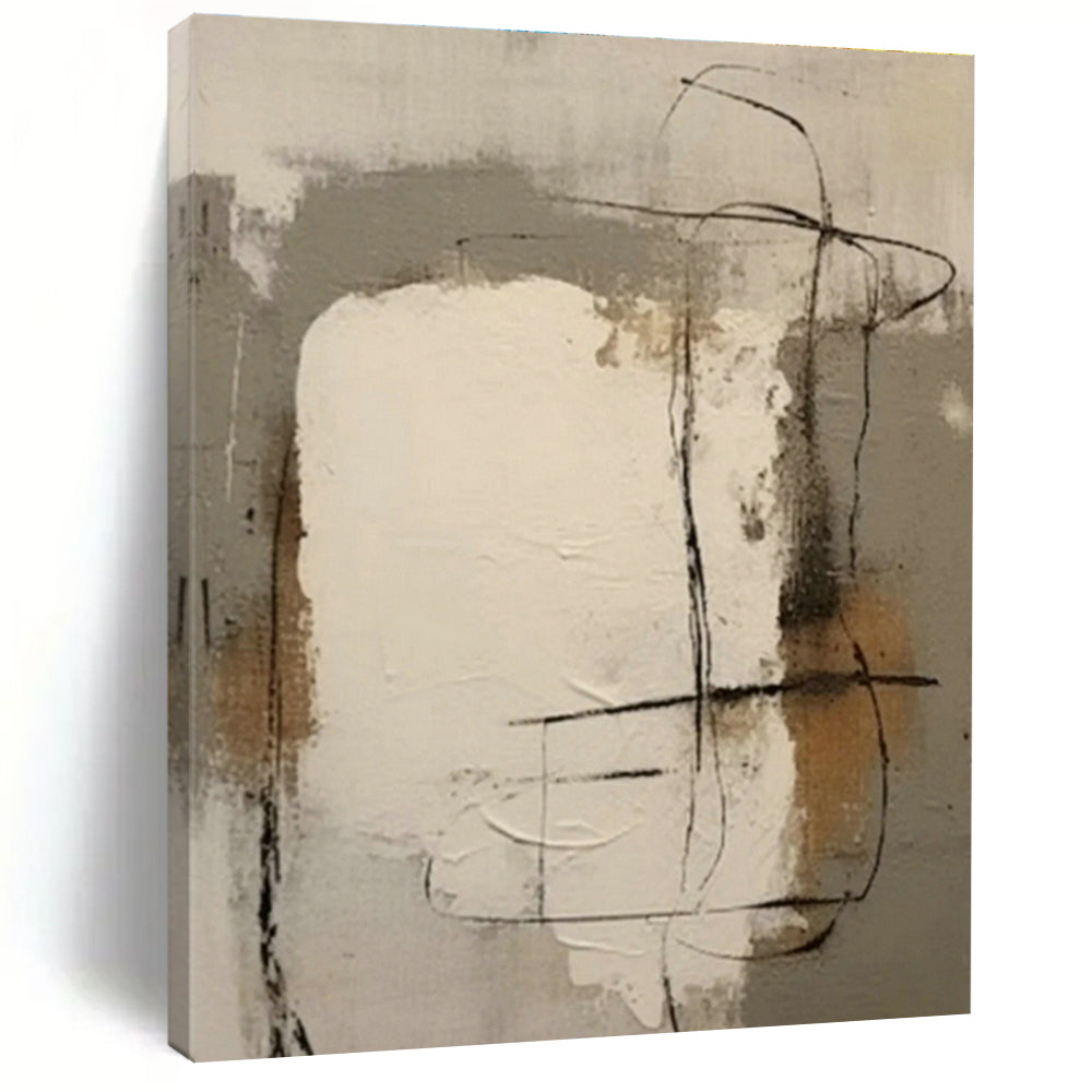 Neutral Line Abstract Art for Modern Art Studio & Monochrome Bedroom DLZ0859