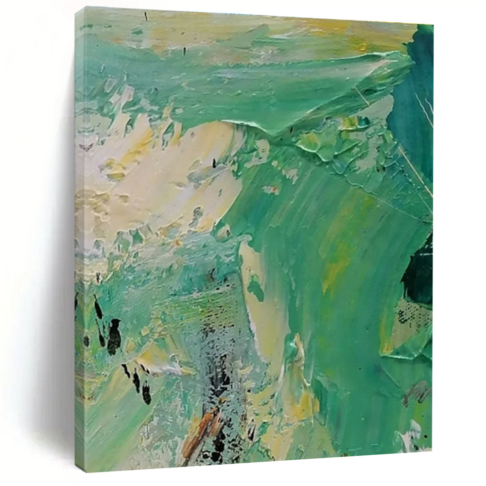 Green - Yellow Impasto Abstract Art for Rooftop Garden Lounge & Tropical - Themed Restaurant DLZ1277