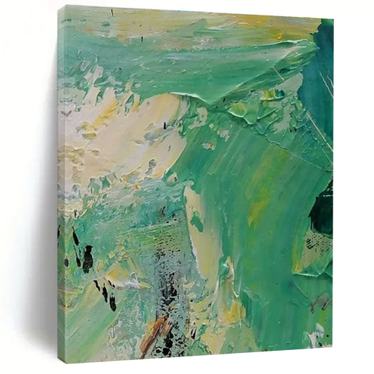 Green - Yellow Impasto Abstract Art for Rooftop Garden Lounge & Tropical - Themed Restaurant DLZ1277