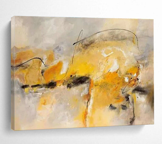 Yellow - Grey Line Abstract Art for Artistic Studio Space DLZ2815