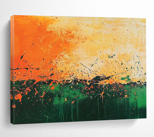 Splattered Sunset Field Art for Bohemian Backyard Patio & Eclectic Art Studio SC062