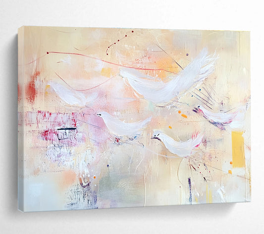 White Birds in Flight Art for Nursery & Spiritual Retreat SC385