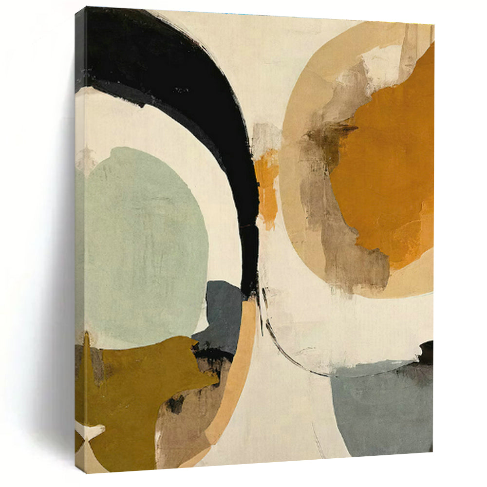 Circular Color Block Abstract Art for Modern Café & Mid - Century Home Living Room DLZ1621