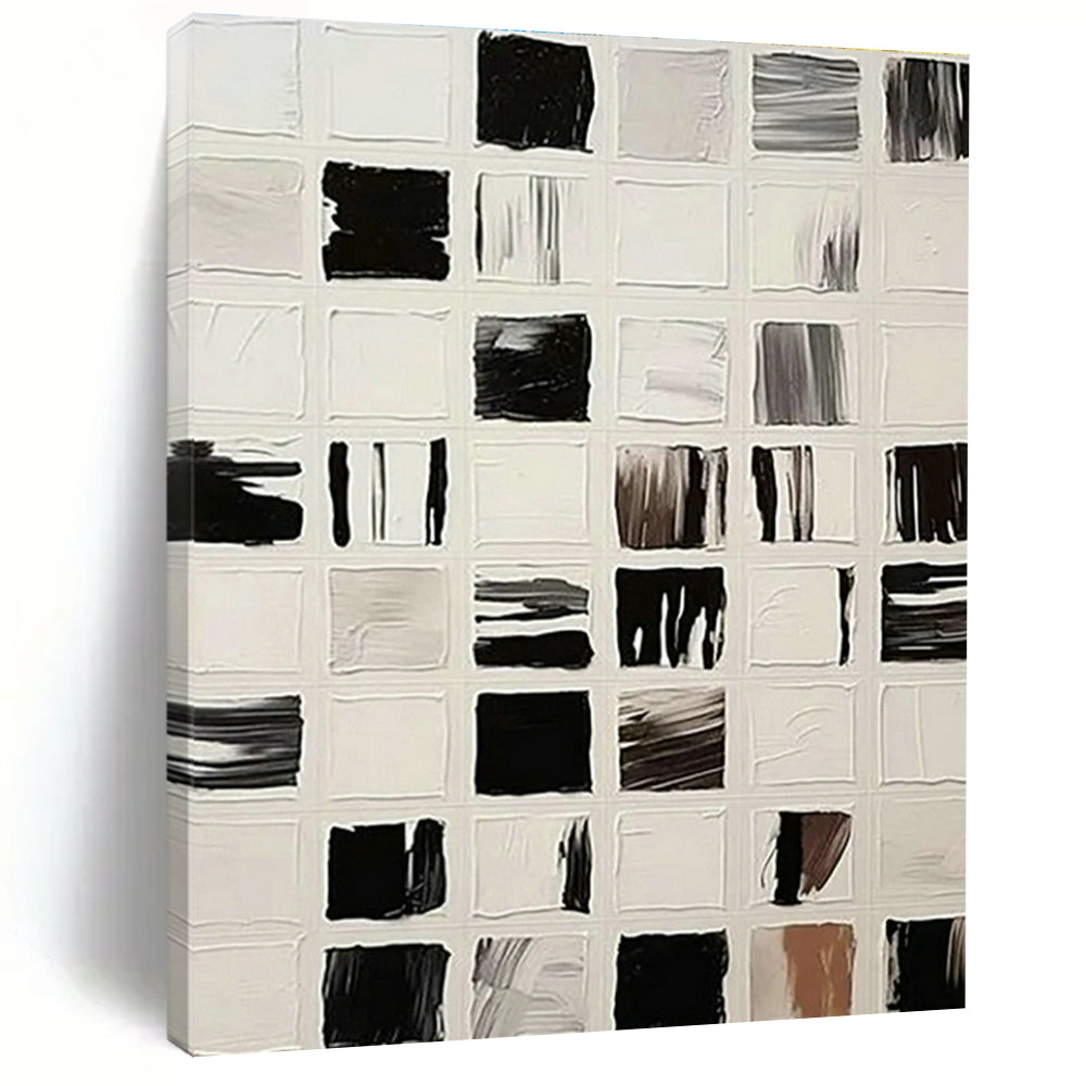 Black - White Square Abstract Art for Modern Office Lobby & Home Study DLZ1140