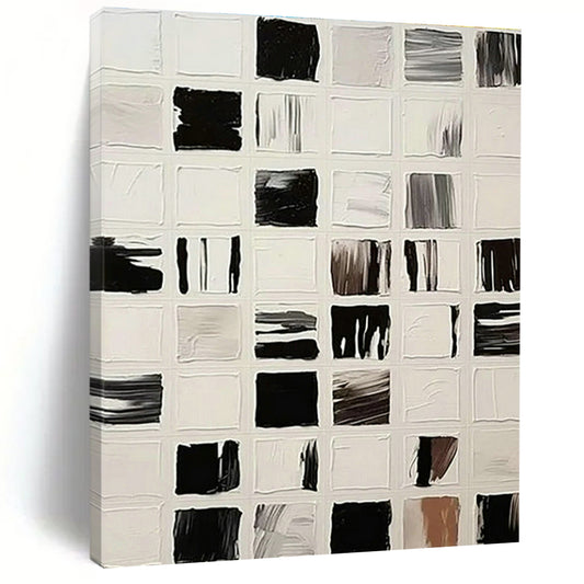 Black - White Square Abstract Art for Modern Office Lobby & Home Study DLZ1140
