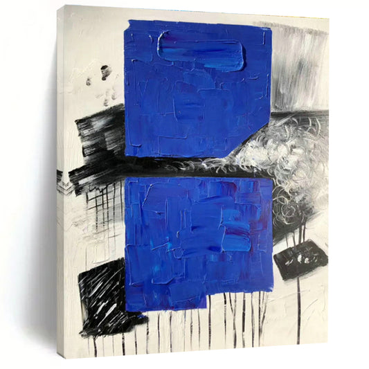 Blue - Black Block Abstract Art for Living Room & Office DLZ0510