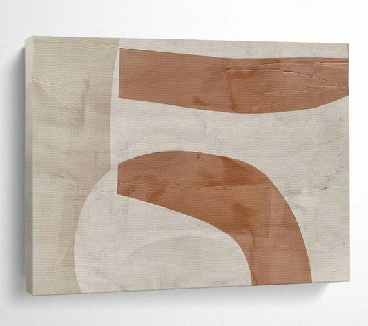 Brown - White Curved Abstract Art for Mid - Century Modern Dining Rooms DLZ2532