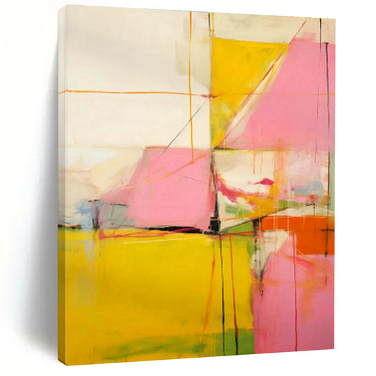 Yellow - Pink Geometric Art for Modern Office Collaboration Zones DLZ0112