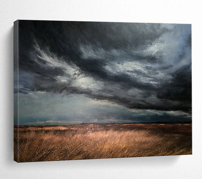 Prairie Storm Oil Painting for Rustic Ranch House Study Nooks DLZ3163
