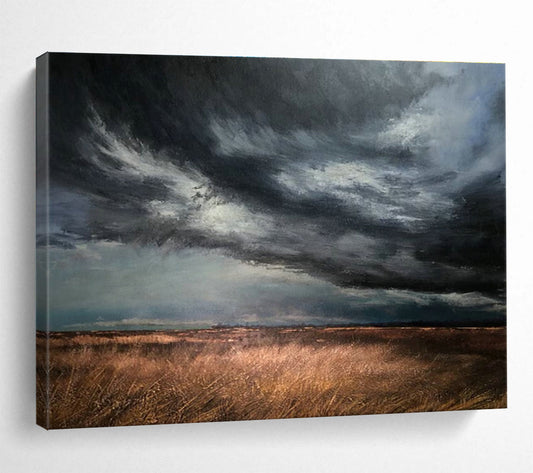 Prairie Storm Oil Painting for Rustic Ranch House Study Nooks DLZ3163