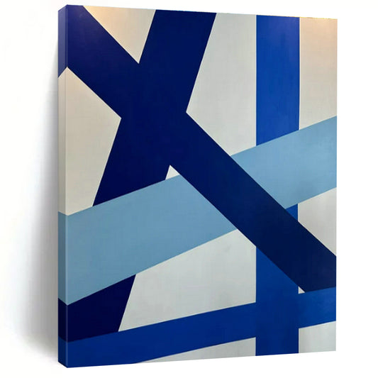 Blue - White Geometric Abstract Art for Modern Office & Contemporary Art Gallery DLZ1892
