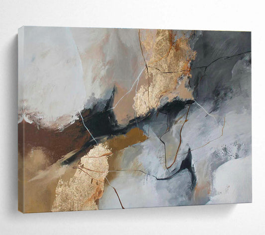 Gold - Gray Abstract Art for Modern Penthouse Living DLZ2902