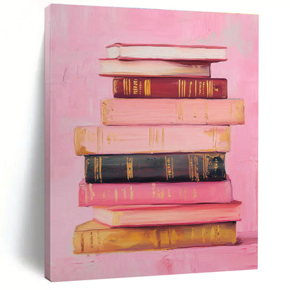 Realistic Book Stack Painting for Bookstore & Intellectual’s Study DLZ0657