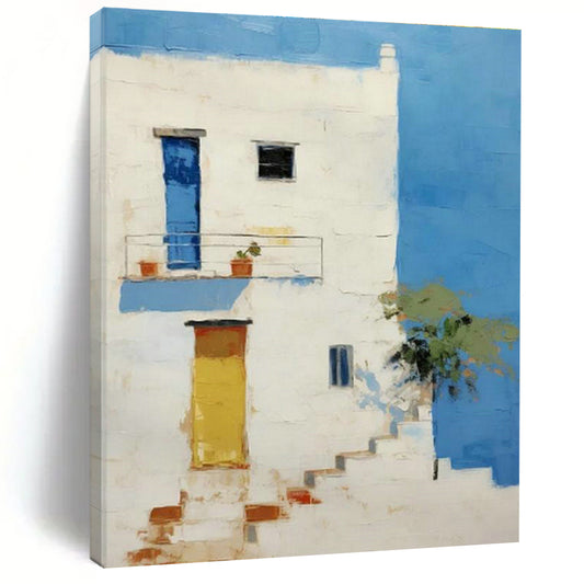 White House & Blue Wall Art for Coastal Home Living Rooms DLZ0114