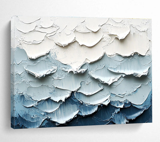 Textured Blue Waves Art for Nautical Home & Luxury Spa SC205
