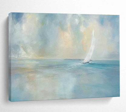 Seaside Sailboat Oil Painting for Nautical - Themed Study DLZ2820