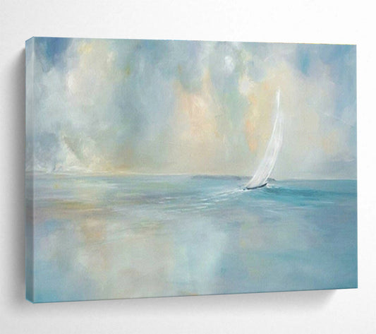 Seaside Sailboat Oil Painting for Nautical - Themed Study DLZ2820