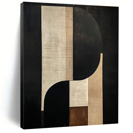 Abstract Geometric Shapes in Black and Beige Art for Minimalist Home Entryway & Modern Art Museum STSC1058