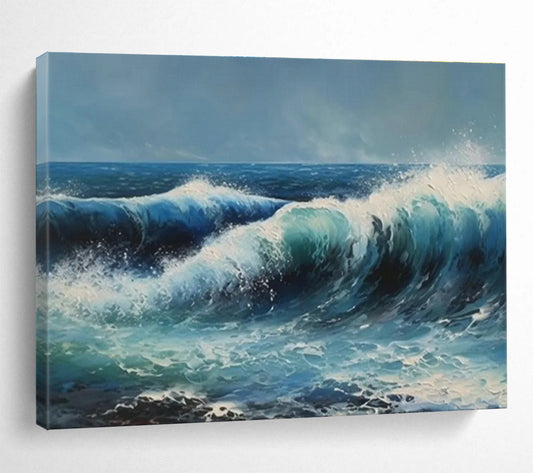 Dynamic Bold Ocean Wave Painting for Energetic Home Office Motivation DLZ2708