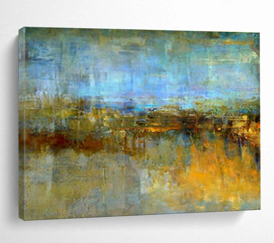 Blue - Yellow Urban Abstract Art for Modern Office DLZ2756
