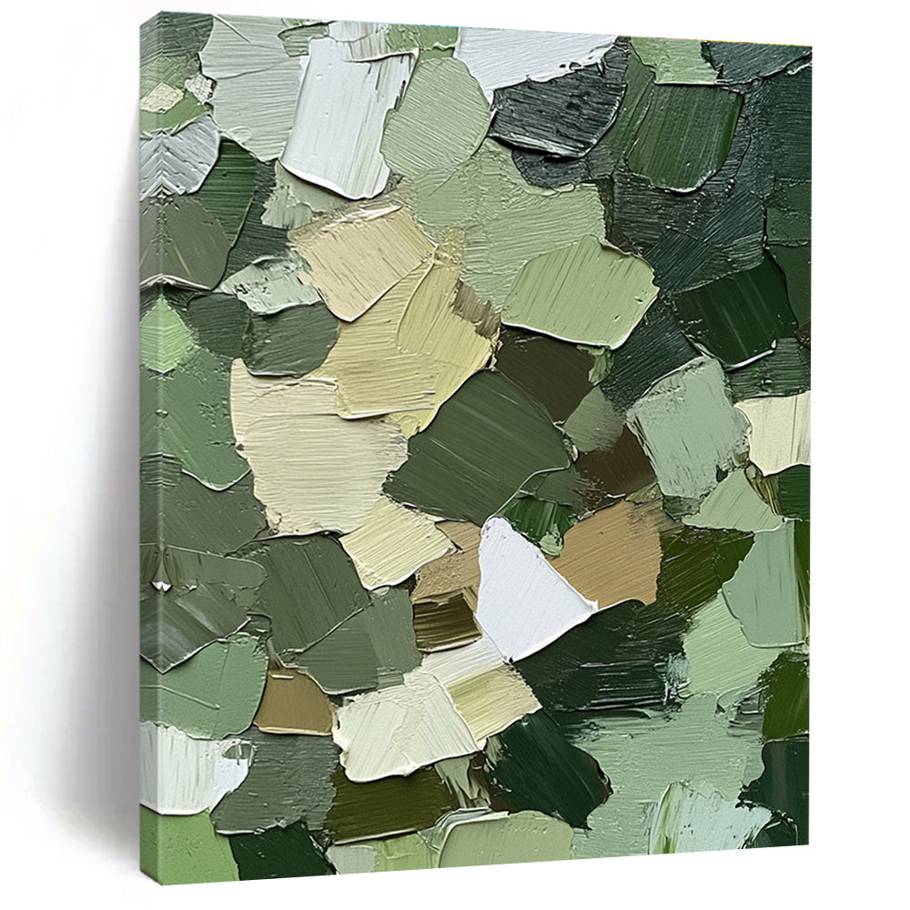 Green Palette Knife Abstract for Nature - Inspired Living Room & Eco - Friendly Café STSC831