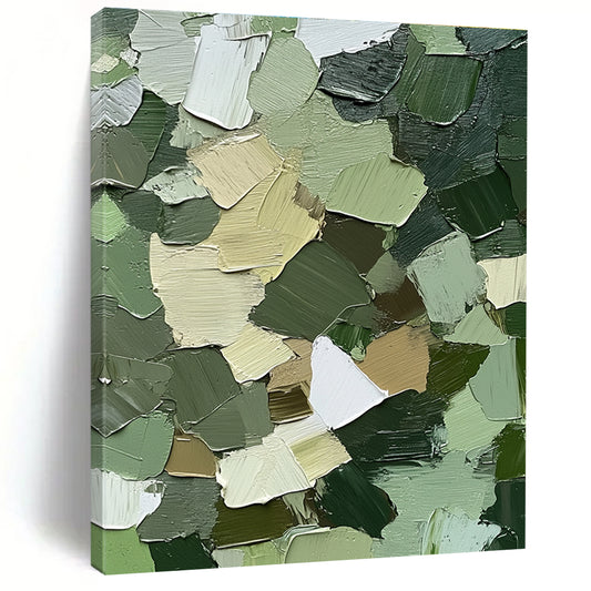 Green Palette Knife Abstract for Nature - Inspired Living Room & Eco - Friendly Café STSC831