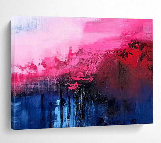 Pink - Blue - Red Abstract Art for Art Deco - Inspired Living Rooms DLZ2652