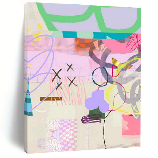 Pink - Purple Abstract Art for Boho - Chic Home Bedroom Walls DLZ0098