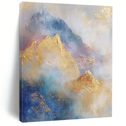 Gold and Blue Abstract Mountains for Luxury Ski Lodge & Elegant Home Library STSC446
