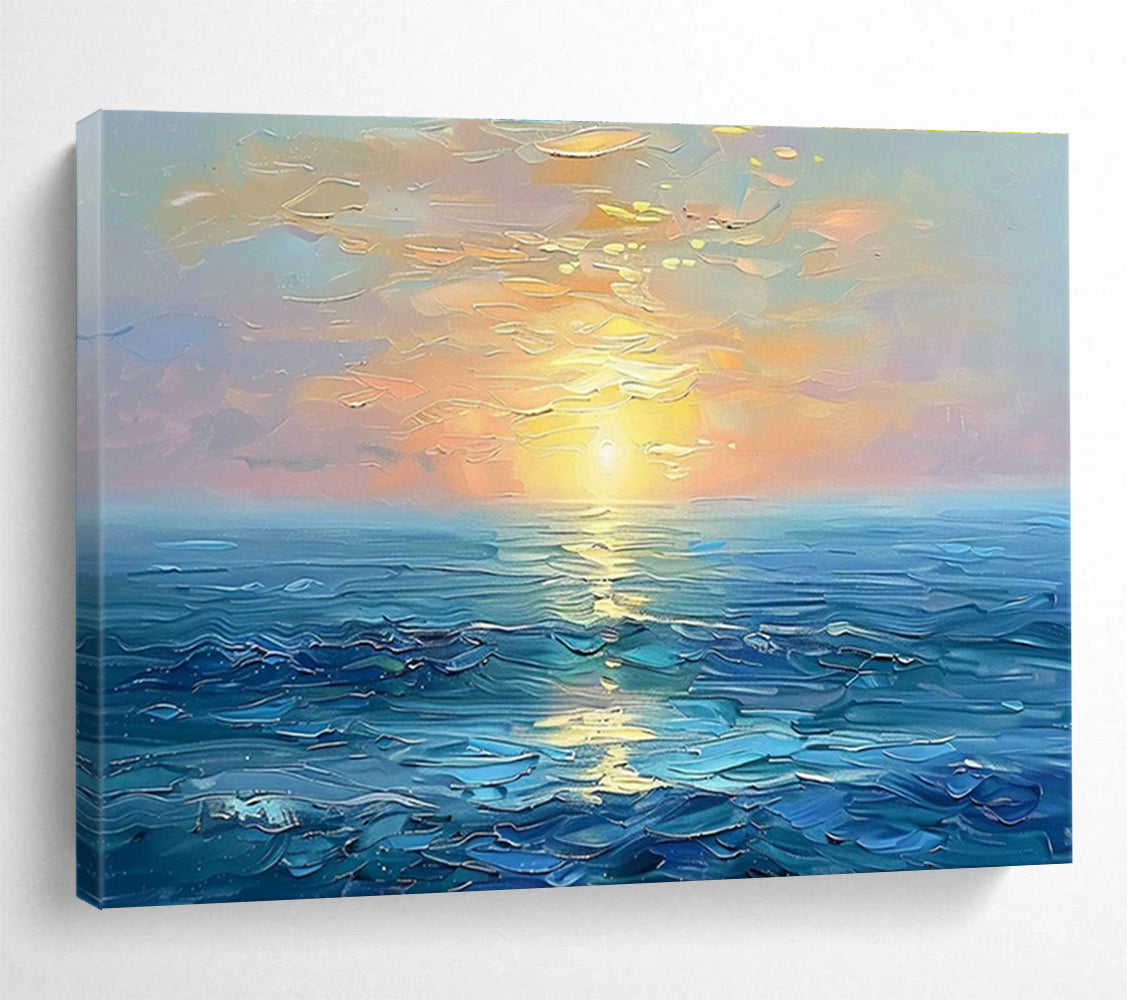 Sea Sunset Oil Painting for Coastal Home Living Room Fireplaces DLZ3151