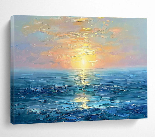 Sea Sunset Oil Painting for Coastal Home Living Room Fireplaces DLZ3151