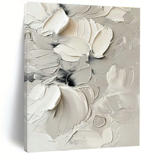White Floral Textured Art for Romantic Bridal Suite & Feminine Tea Parlor DLZ0837