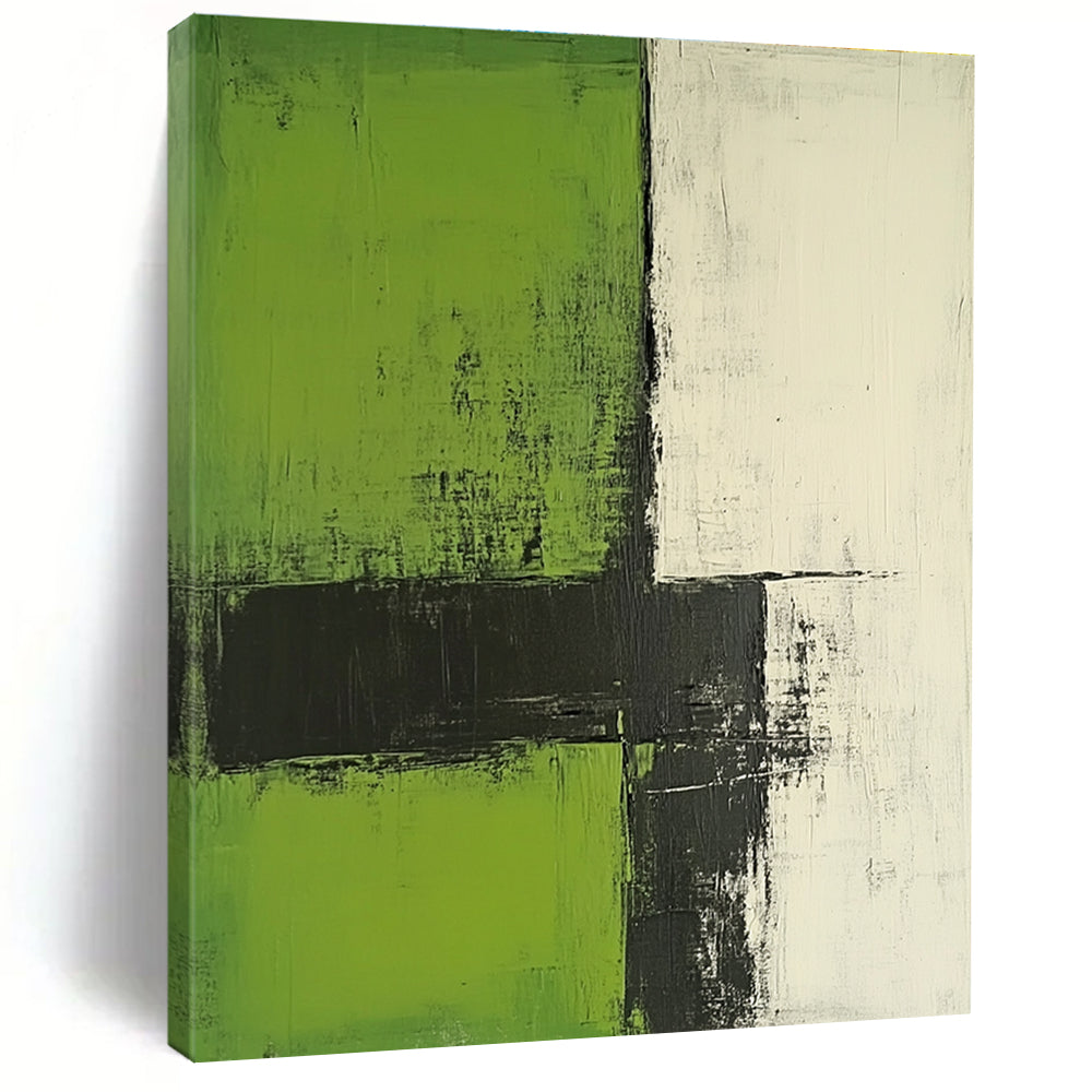 Green and Black Geometric Abstract for Minimalist Home Office & Contemporary Art Space STSC422