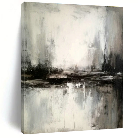 Black - White - Gray Reflection Abstract Art for Minimalist Home & Art Gallery Lounge DLZ1815