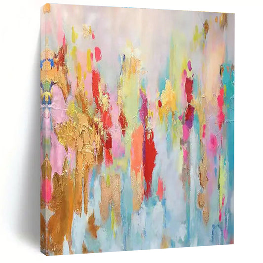 Colorful Gold Foil Abstract Art for Boutique Hotel Suite & Vibrant Rooftop Bar DLZ1347