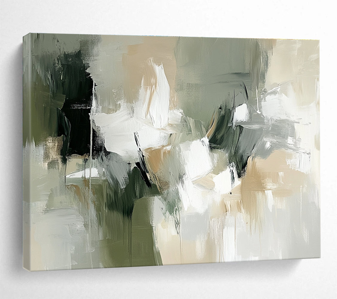 Gray - Green Abstract Composition Art for Minimalist Bedroom & Contemporary Spa SC219